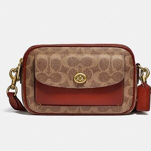 Coach Brown and Red Crossbody Bag